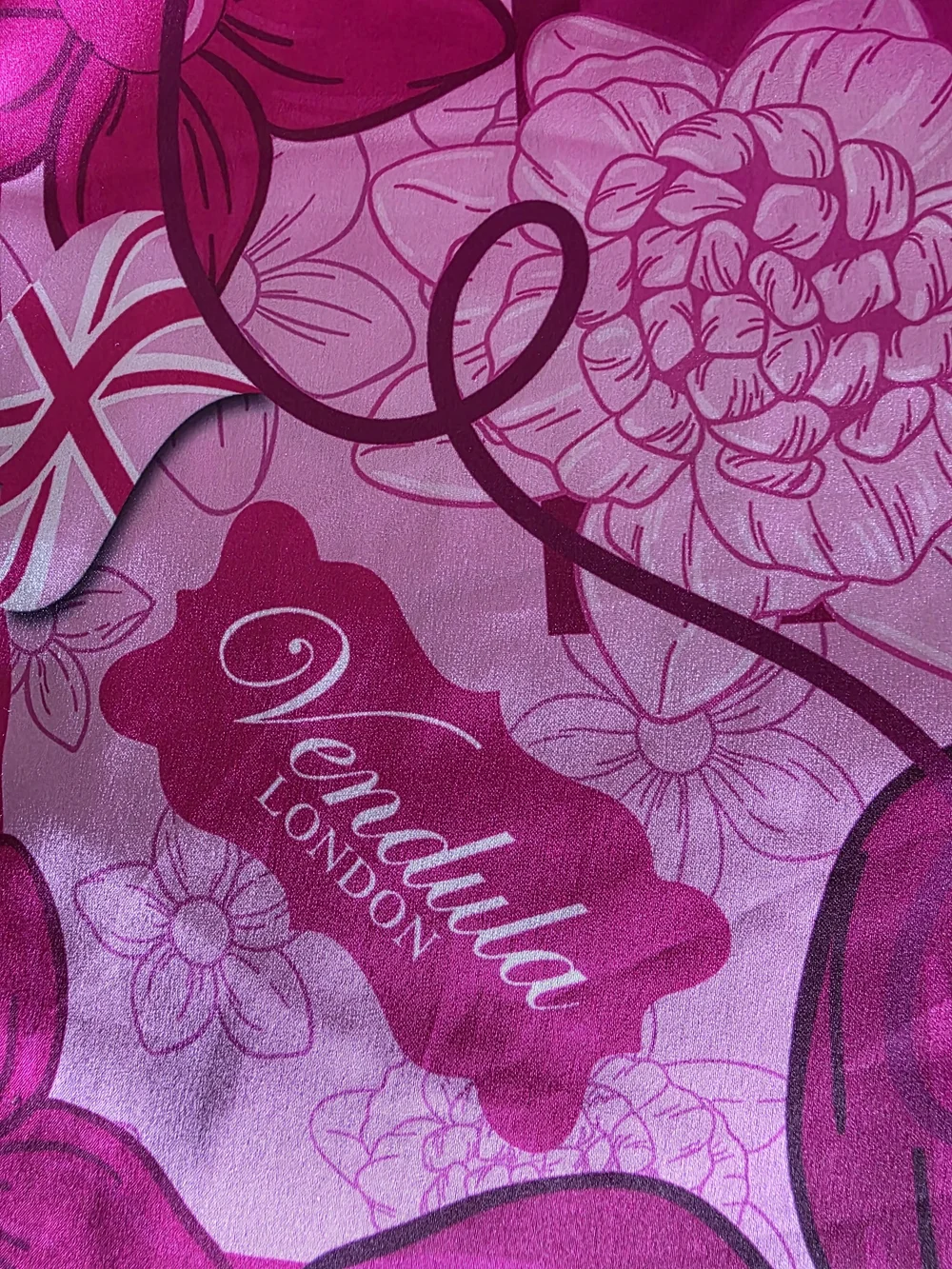Vendula Pink Ribbon  Cats And Corgis Satin Square Scarf